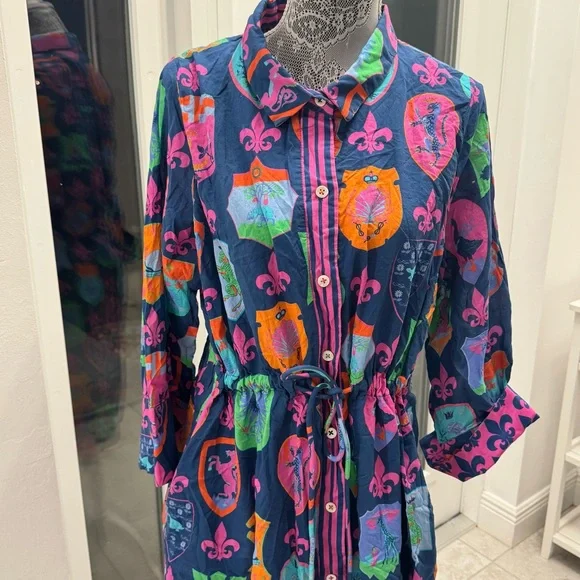 Gretchen Scott Designs Pink and Purple Buttoned Midi Sundress - Picture 5 of 9